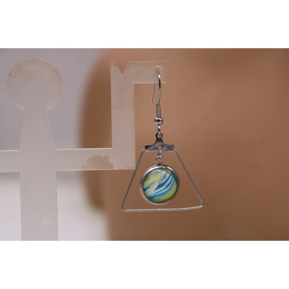 Handmade Earrings-Stainless Steel-Glass-Paint Drips-Hypoallergenic